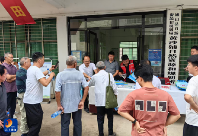 黄沙铺镇街头“摆摊”讲土地保护  群众围拢问政策