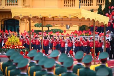 高清大图｜习近平出席苏林举行的欢迎仪式
