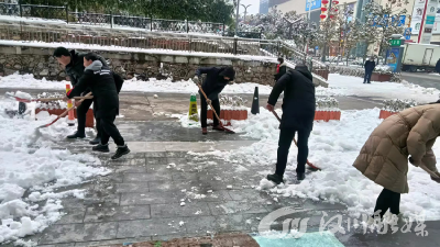 商户党员主动铲雪除冰