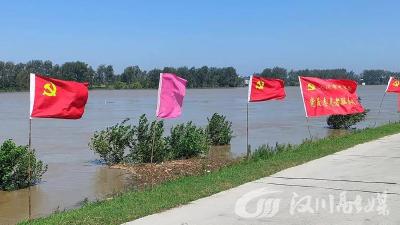 杨林沟镇：大堤上防汛  党旗高高飘扬