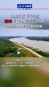 视频 | 10月3日下午5点  洪峰平稳过境汉江汉川段  受丹江口水库开孔泄洪影响