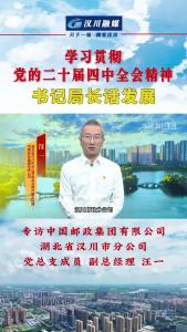 视频 | 《学习贯彻党的二十届四中全会精神--书记局长话发展》专访中国邮政集团有限公司湖北省汉川市分公司党总支成员 副总经理 汪一