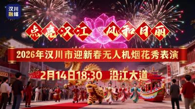 视频 | 2月14日18:30，“点亮汉江 风和日丽”2026年汉川市迎新春无人机烟花秀在沿江大道璀璨启幕。诚邀全市人民共赏盛宴，同启新岁！