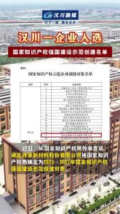 视频 | 汉川一企业入选国家知识产权强国建设示范创建名单