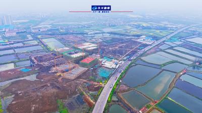 视频 | 航拍重点项目施工现场 塔吊林立 汉川每天不一样