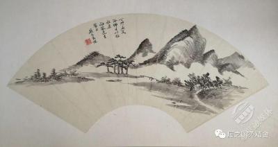贺良朴书画赏析①贺良朴山水扇面《夏山放棹图》赏析