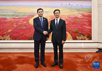 韩正会见哈萨克斯坦议会下院议长科沙诺夫