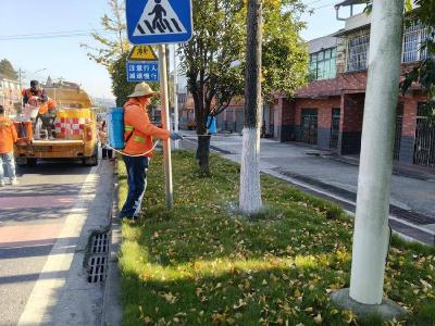 赤壁交投公路养护公司开展冬季树木刷白养护 筑牢公路绿化“防护墙”
