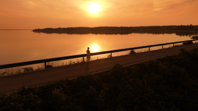 东港湖的日落，把温柔都揉进了黄昏里