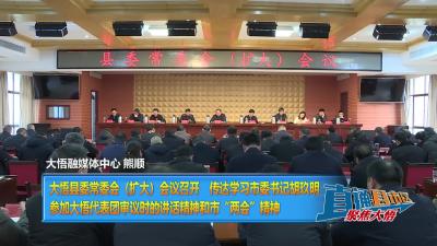 【直通县市区】大悟县委常委会（扩大）会议召开 传达学习市委书记胡玖明参加大悟代表团审议时的讲话精神和市“两会”精神