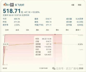 长飞光纤涨停，"光谷七星"总市值超万亿！