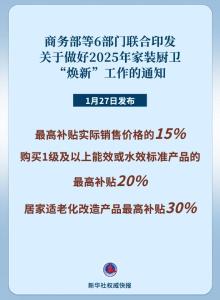 聚焦绿色、智能、适老！家装厨卫“焕新”补贴标准明确