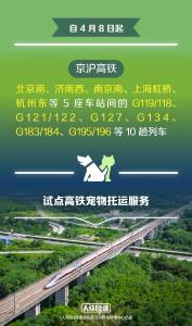 铁路部门今起试点高铁宠物托运服务