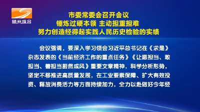 V视│市委常委会召开会议锤炼过硬本领 主动担重担难 努力创造经得起实践人民历史检验的实绩