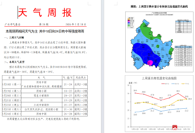 本周阴雨相间天气为主 其中18日和24日有中等强度降雨