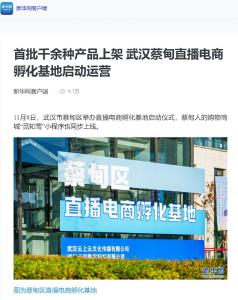 强势刷屏！中央省市主流媒体聚焦蔡甸区直播电商孵化基地启动运营