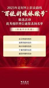 喜报！视界郧阳抖音号获评湖北省2023年走好网上群众路线“百佳新媒体账号”