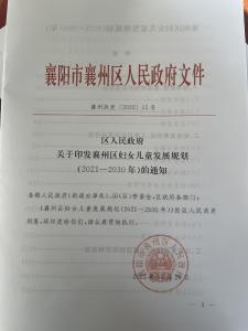 襄州区妇女儿童发展规划（2021-2030年）正式发布