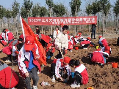 襄州区八一路小学开展文明实践植树教育活动