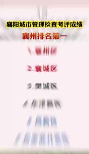 襄阳城市管理检查考评成绩+襄州排名第一