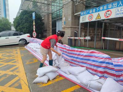 咸安区温泉街道6个网格投放防汛沙袋1017个