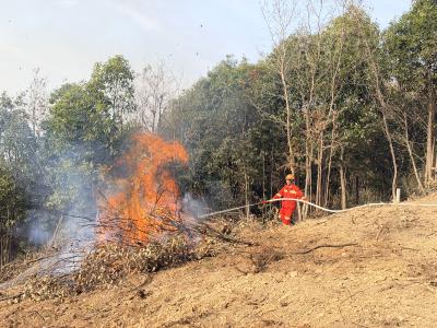 咸安桂花镇联合区应急部门举办森林火灾扑救应急演练