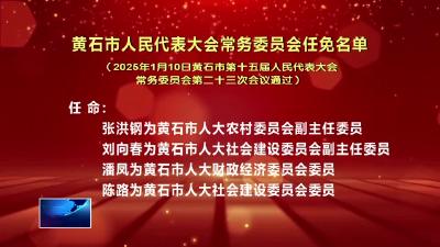 黄石市人民代表大会常务委员会任免名单