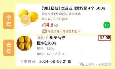 柠檬涨价5倍！柠檬水身价直逼20元