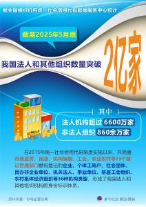 我国法人和其他组织数量突破2亿家