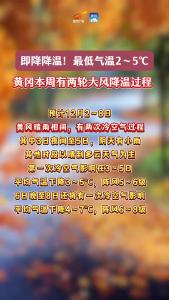 最低气温2～5℃ #黄冈 本周有两轮大风降温过程 #降温