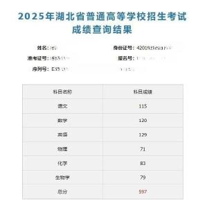 湖北高考可以查分了，已有学生查到