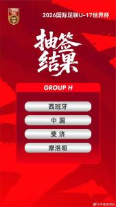 U17男足世界杯中国队与西班牙、摩洛哥、斐济同组 