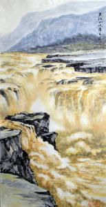 黄河山水图 （国画 作者 王红野）