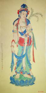 临仕女图 （国画 作者 詹成）