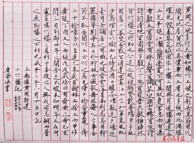 小竹楼记  （硬笔楷书 作者 唐荣法）