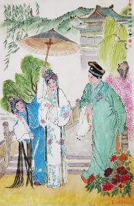雷峰塔游湖借伞 （国画 作者 詹成）