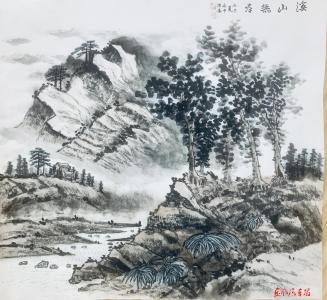  临摹黄君壁的画《溪山无尽》 （国画 作者 高为中）