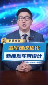 雷军建议优化新能源车牌设计@阿喆观点